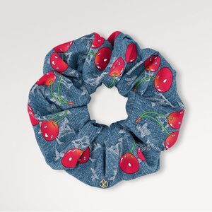 Louis Vuitton x Takashi Murakami denim cherry Scrunchie full Ltd Ed set 
NWT